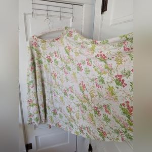 Vintage Handmade Upcycled Floral Sheet Midi Circle Skirt